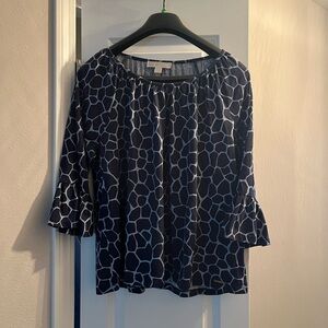 Michael Kors Navy Animal Print Blouse